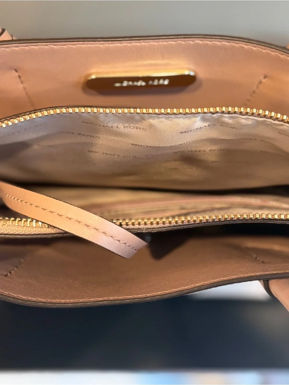 Michael Kors Pale Blush Leather Satchel with Gold Hardware
